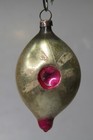 Vintage Antique Glass Double Indent Flowery Drop Christmas Ornament Germany