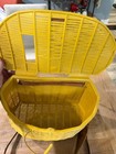 Vintage Yellow Plastic Fishing Creel Basket Faux Wicker Trout Fly Box Cabin Deco