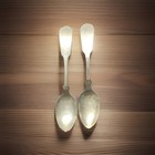 Pair Of Two  2  Antique American Coin Silver Fiddle-back Spoons   hall   Elton 