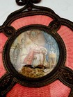 Antique French Boudoir Mirror Hand Painted Miniature Signed H Payon Brass Frame