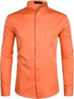Men s Dress Shirt Slim Fit Long Sleeve Button Down Banded Collar With Pocket