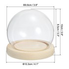 4  Clear Cloche Glass Dome Glass Bell Jar Globe Display Case With Natural Base