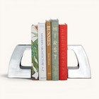New Modern Brutalist Set Of Metal Bookends In Silver 8 