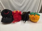 Lot Of 4 Swibco Puffkins Halloween Plush With Tags 1994 Witch  Devil  Bat  Jacko