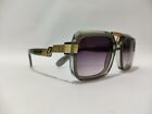 Cazal Sunglasses Green Crystal Gold Frame Dark Purple Tinted Lens Unisex Eyewear