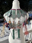 Antique Chinese Qing Embroidered Silk Silver Butterfly Figural Collar Textile    