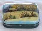 Vintage Hand-painted Russian Fedoskino Lacquer Box     winter    Signed