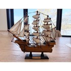Vintage Wooden Mayflower Ship Model Nautical Decor Sailboat Replica With Base