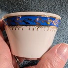 Vintage Intourist Soviet Ussr Porcelain Cups Dulevo Blue Gold Globe Logo Set  2 