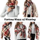 Women s Fall Winter Scarf Scarves For Women Gifts Plaid Blanket Scarf  beige 