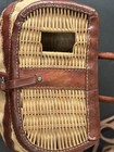 Antique Vintage Wicker Leather Fishing Creel Basket Tackle Bait Fly Trout Strap