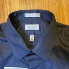 New Van Heusen 17 5 34-35 Xl Dark Blue Lux Sateen Wrinkle Free Dress Shirt