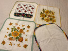 4 Vtg Crochet Edged Washcloths Floral   Solid Dundee Cannon Unused Spot