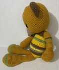 Crochet Stuffed Plush Bear Animal Toy Cute Brown Green   Yellow Stripes 12   