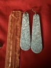 Navajo Slab Blue Turquoise Sterling Silver Earrings 3  17876