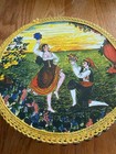 Vintage Wood Tambourine Ribbon Jingle Drum Folk Art Boho Musical Instrument