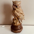 Vintage 70s Atlantic Ceramic Owl Shaped Luminary Lamp 14  Boho Cozy Cabin