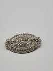 Vintage Brooch 2 25  By 1 5  Crystal Art Deco Silvertone 1950-1960 11579