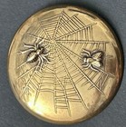 Rare  Extra Large Brass Spider Web   2 Insects Button  606