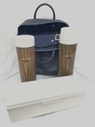 Vtg 1970 s Thermos Brown Wood Grain Picnic Set 2 Thermos Bottles   Food Box Usa