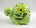 Vintage Ceramic Kitschy Green Turtle Planter W  Slots On Top 5 5  X 3 25   4  T