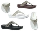 New Women s Rhinestone T-strap Midsole Sandals Beaded Flip Flop