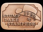 Ik17112  nos  Very Cool Vintage 1980   stump Lake Stampede   Belt Buckle
