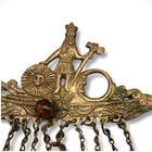 Antique South American Shawl Pin Hair Ornament Amber Stone Charms Sun Moon