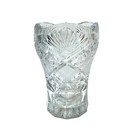 Vintage Cut Crystal Vase Sawtooth Rim Starburst Pattern Mid Century Modern 5 25   