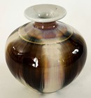 Vintage Chinese Porcelain Ceramic Monochrome Flambe Glazed Vase Stamped Marked