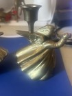 Vintage Brass Silvestri Christmas Angel Candle Holder Heavy 5    Beautiful Pair