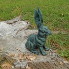 Large Rabbit Figurine Garden Statue Heavy Duty Cast Iron Verdigris Green 10 5 