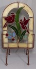 Stained Glass Sun Catcher With Holder Cardinal Birds