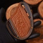Engraved Handmade Pancake Leather Sheath   Folding Knife Holder Edc Outdoor