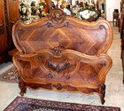 French Antique Carved Walnut Louis Xv Queen Size Bed