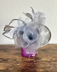 Silver Gray Feather Fascinator Hatinator Wedding Formal Headpiece Hat