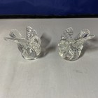 2 Small Clear Glass Bird Figurines Decor 1-3 4  Tall 2    Wide Paperweight -j33