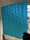 Antique Queen Anne Stained Glass Window Panel Piece Blue Starburst Textured Old 