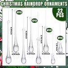 22 Pcs 4 Sizes Glass Raindrop Christmas Ornaments Crystal Teardrop Hanging Or   