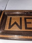 Vtg Handmade Primitive Wood Inlay Welcome Sign Farmhouse Country Cabin Decor
