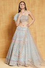 Sea Green Lehenga Choli  Mirror Embroidered Wedding Party Wear Designer Outfit