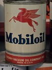 Mobiloil  1 Quart Metal Motor Oil Can Clean Empty W Pegasus