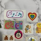 Vintage 80s Sticker Lot Metallic Flocked Hearts Rainbow Bears Animals 13 Sheets