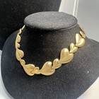 Vintage Rare Signed Napier Gold Tone Heart Link Collar choker Necklace