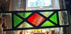 Old Antique Small Piece Of Leaded Stained Glass 33cms X 8 8cms 