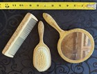 Vintage Gold Tone Vanity Set Mirror Brush Comb Hollywood Regency Floral