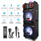 9000 Watts Bluetooth Speaker Dual 10  Woofer  1 Tweeter Fm Party Karaoke Led Aux