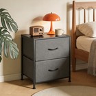 Nightstand End Table Side Table With 2 Fabric Drawers Bedside Table Bedroom Grey