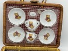 Vintage Delton Children   s Tea Set Teddy Bear Plates Wicker Picnic Basket