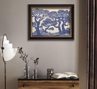 Vintage Gold Framed Oak Tree Canvas Wall Art - Blue Woodland Landscape Print  9x